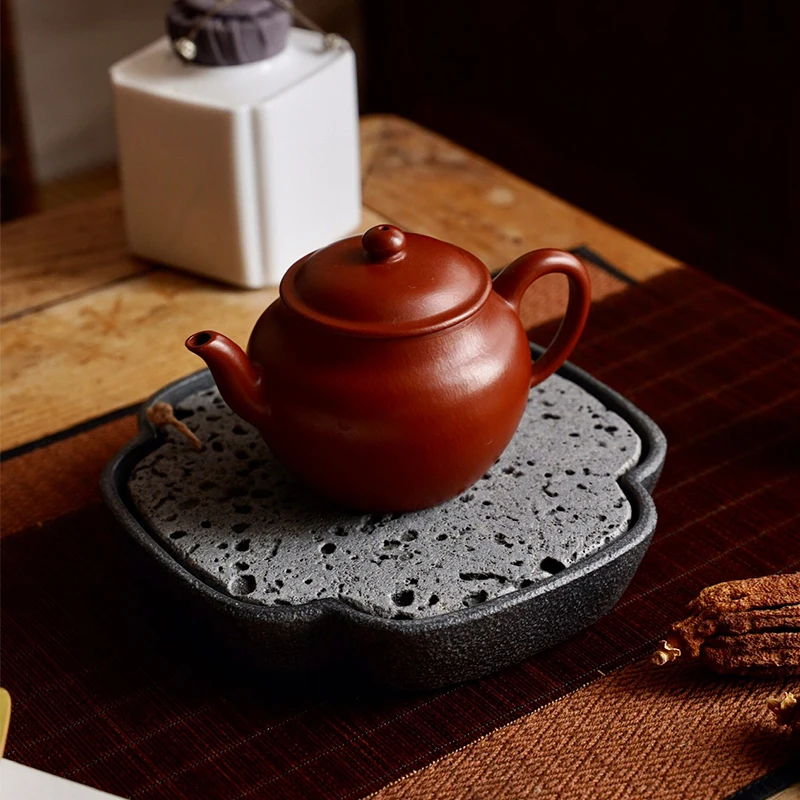 Stone Tea Tray Teapot Plate Board Natural Volcanics Teaware Water Storage Chinese Antique Set Table Accessories Home Decoration