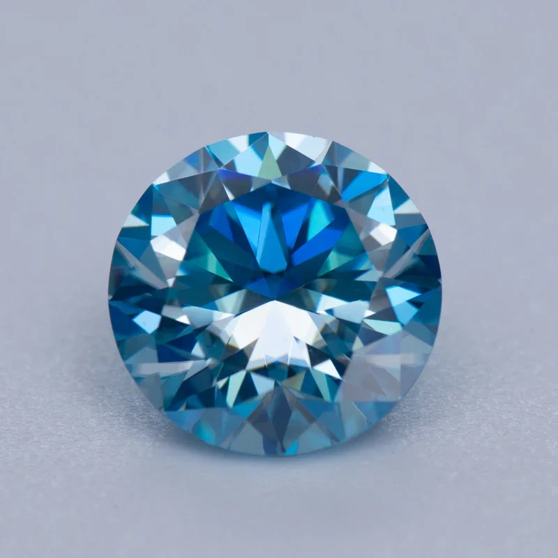 Moissanite Stone Gemstone Aquamarine Colour Round Cut Lab Created Diamond Advanced Jewelry Making Materials with GRA Certificate