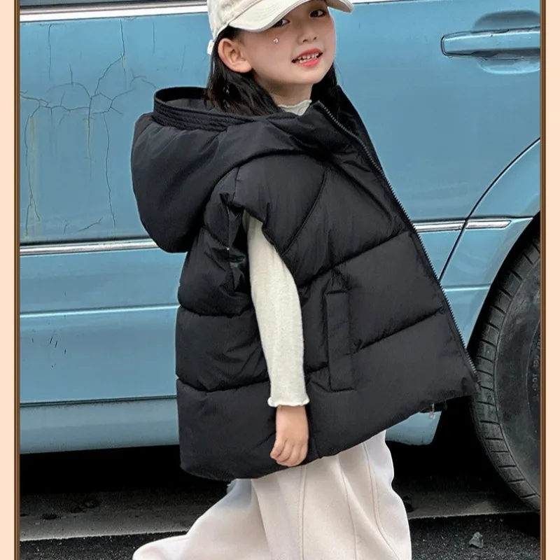 

Kids Winter Cotton down Vest Warm Hooded Sleeveless Jacket 3-14 Years Toddler Teens Boys Girls Waistcoat Outwear