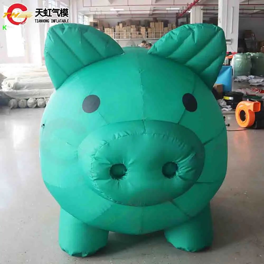 Fast Ship Lovely Inflatable Pig Model Cartoon Advertising Decoration Inflatable Green Pig Replica with Blower