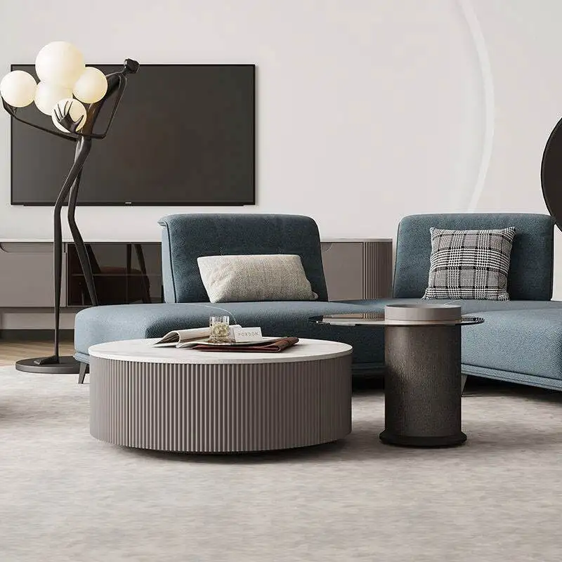 Modern light tea barber style round table rock edge living room designer's modern combination