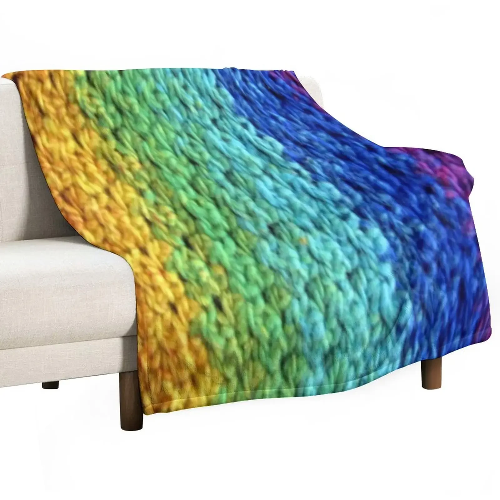 Rainbow Knit Design Pattern Throw Blanket manga blankets and throws Flannel Fabric