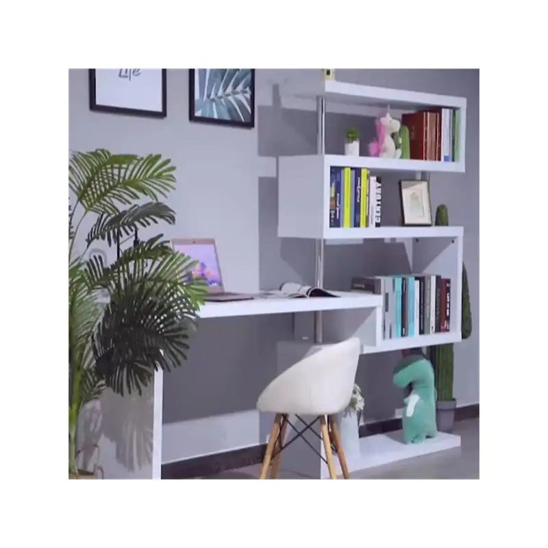 مكتب مكتب أبيض مع حامل شاشة