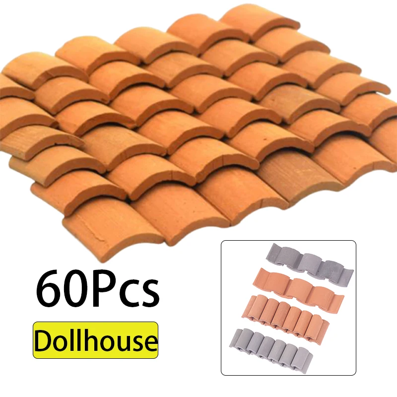 Juego de construcción de azulejos de techo, 60 uds., azulejos en miniatura, Mini casa de muñecas, azulejos falsos, accesorios de cocina y jardín