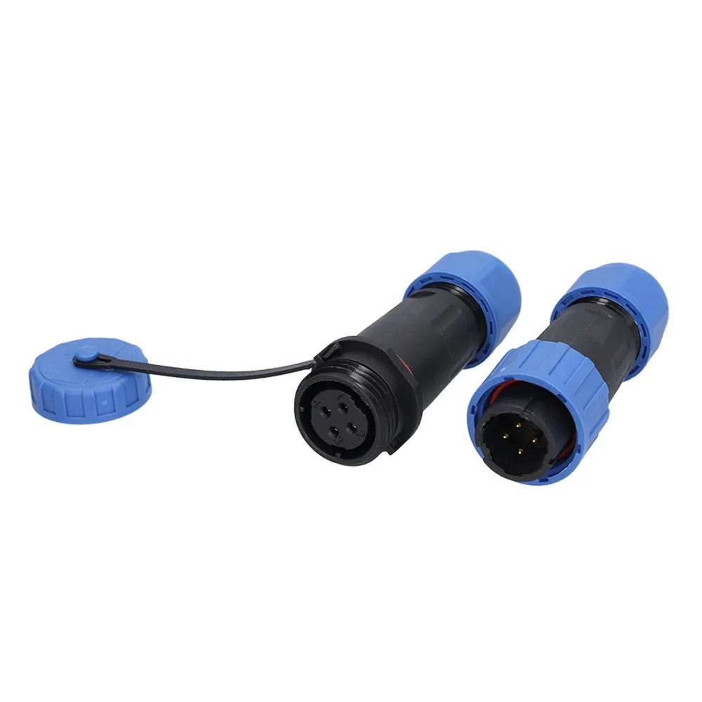 1 Set 4 Pin Aviation Connector 380V 5A IP68 Plug Waterproof PA6 Shell Screw Crimp Connector Electrical Power Device