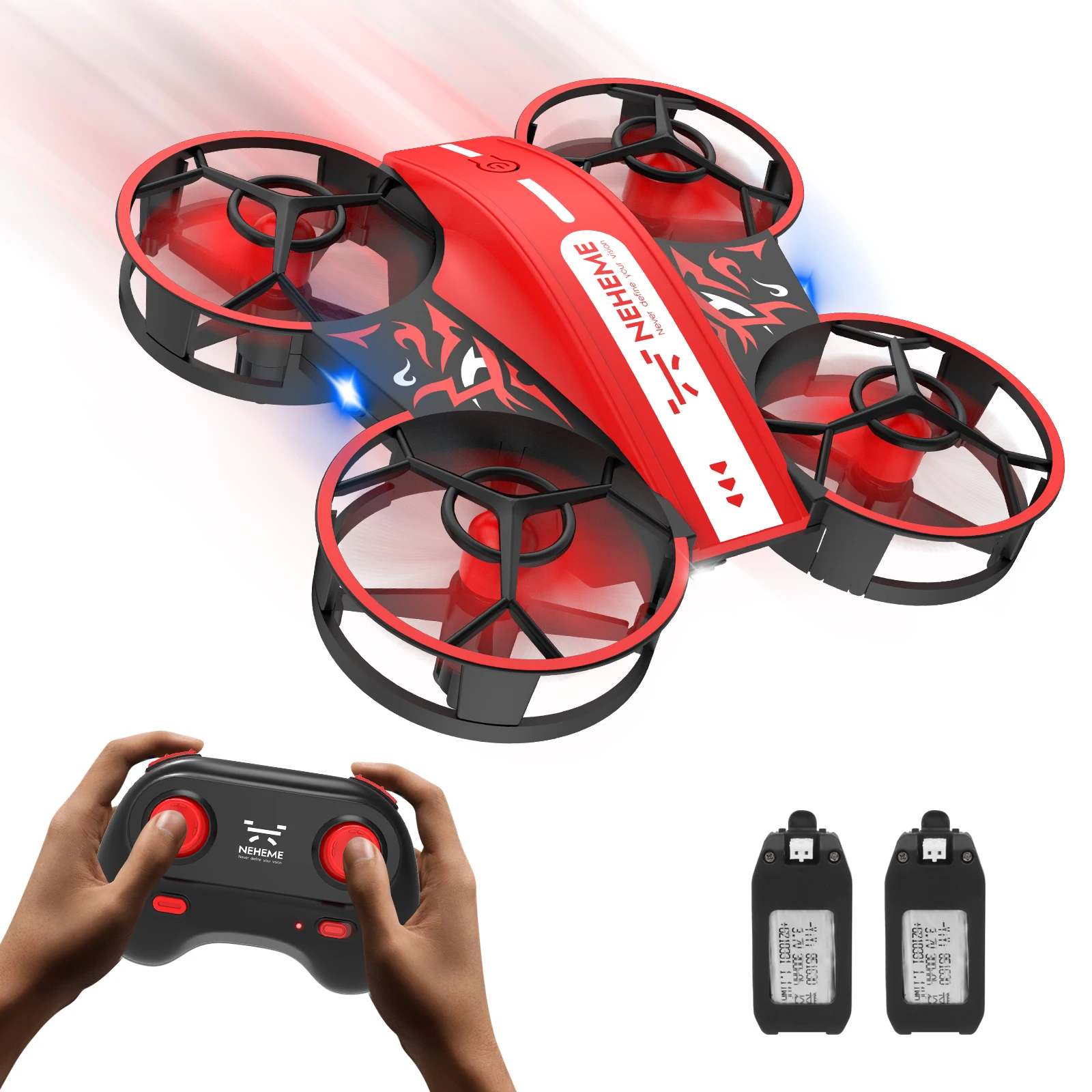 NEHEME-Mini Drones para niños, principiantes, adultos, RC, helicóptero pequeño, Quadcopter, Auto Hovering Throw to Go, Flip 3D y 2 baterías