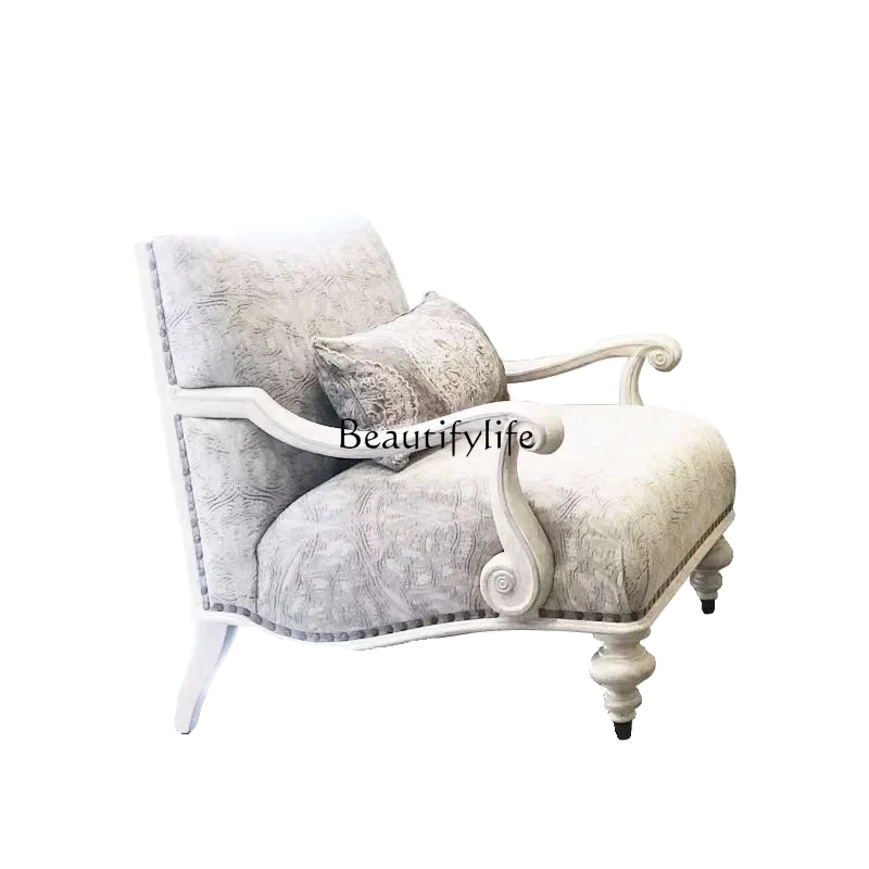 

American solid wood sofa chair light luxury living room leisure