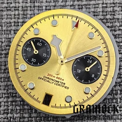 30mm Black Pink Blue White VK64 Watch Dial Wit Green Luminous Fit For VK64 Quartz Chronograph Movement 6 O 'clock Date Window