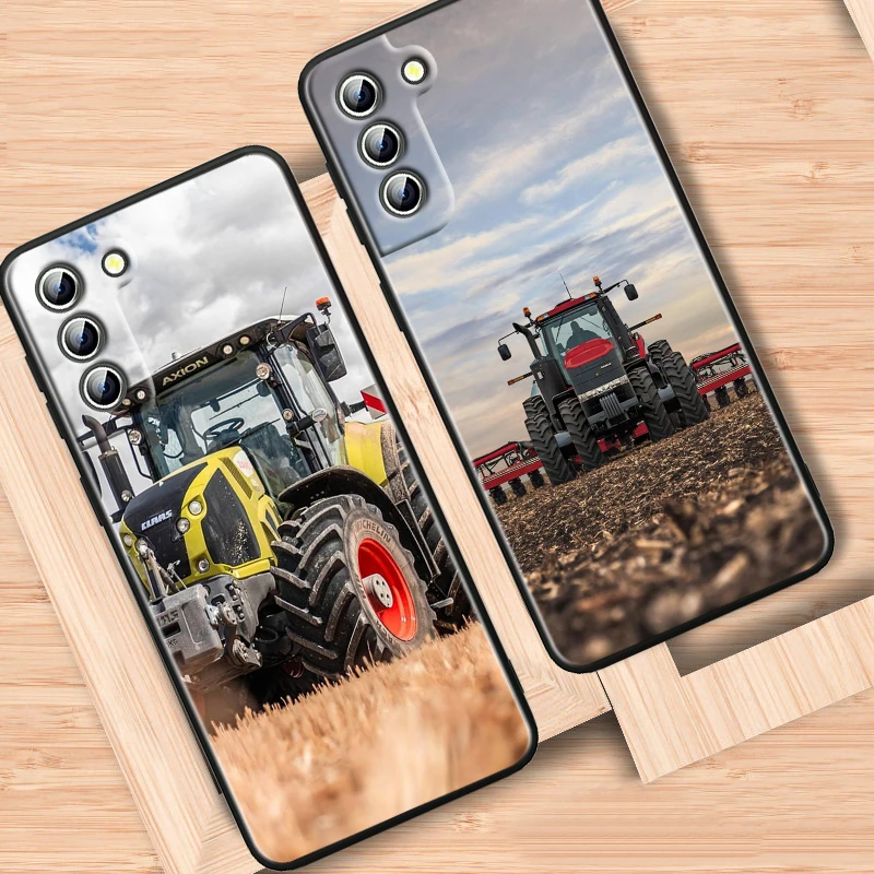 Farm Vehicle Tractor Black Phone Case For Samsung Galaxy S23 S22 S21 S20 FE Ultra Plus S10 Lite S9 4G 5G Cover