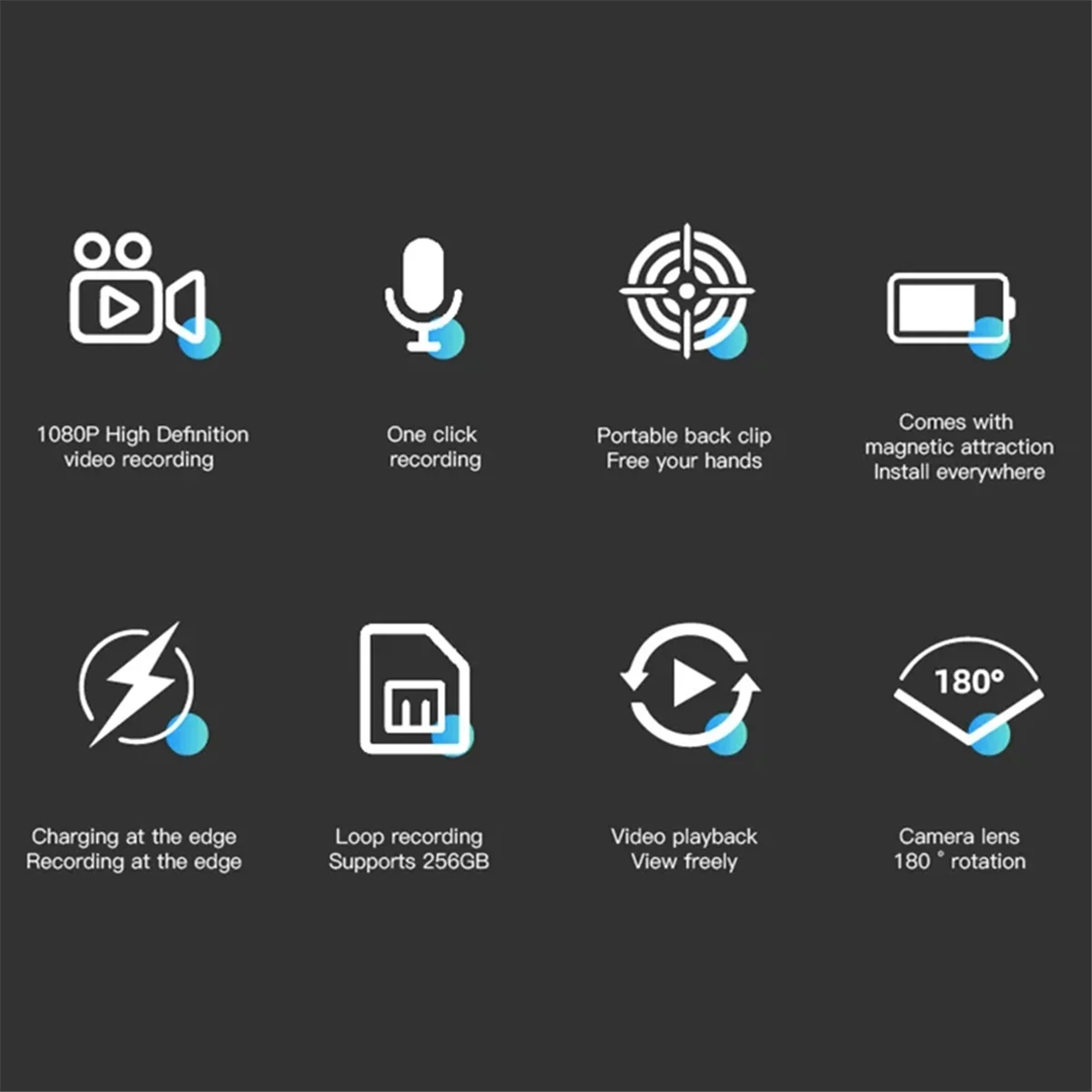 كاميرا واي فاي جديدة 4K HD مسجل فيديو رقمي محمول مشبك خلفي كاميرا الجسم كاميرا فيديو مصغرة ليلية