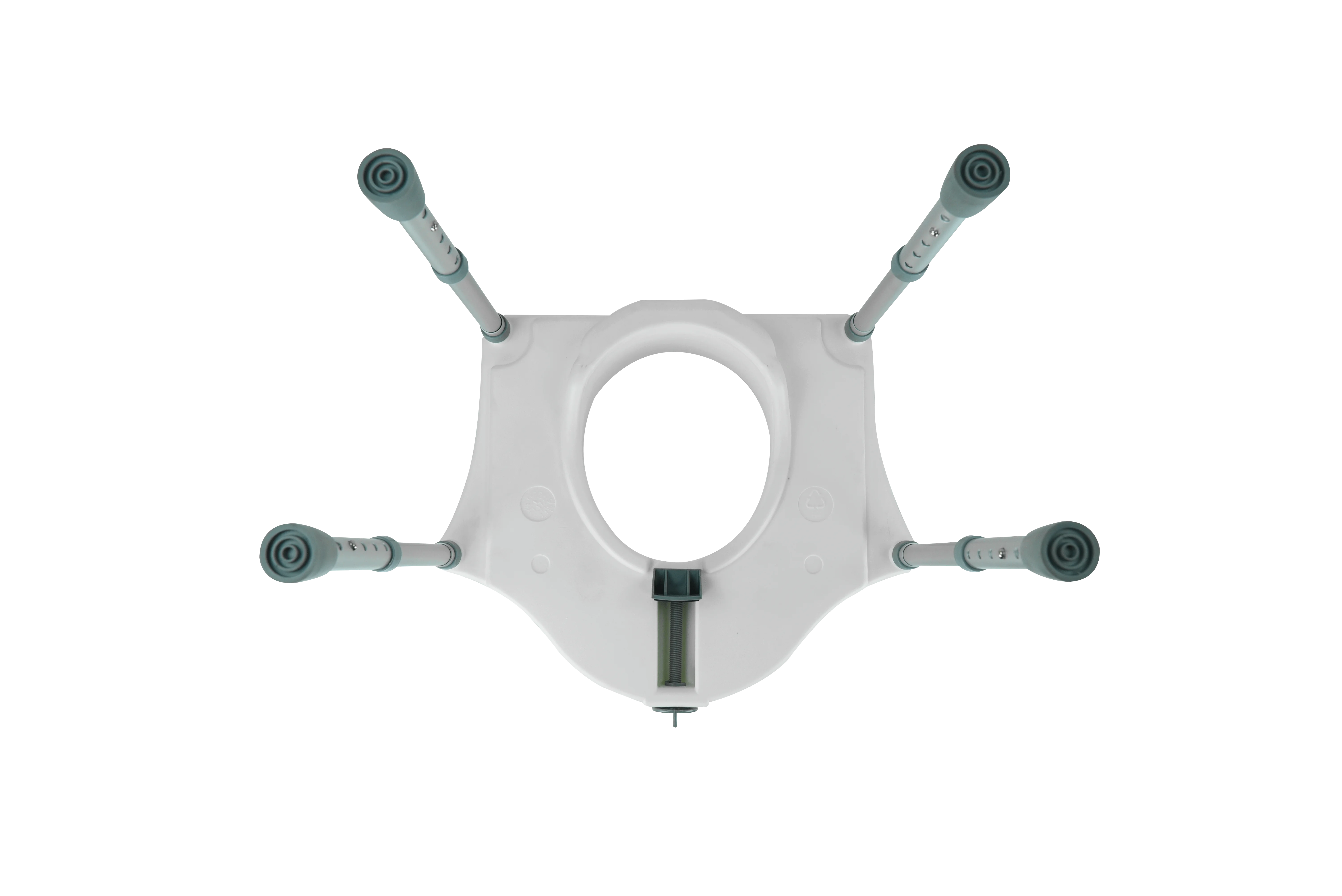 منتجات العناية بالمسنين من البولي ايثيلين، متينة بسهولة، تصميم عصري، مقعد مرحاض مرتفع قابل للفصل مع مسند للذراع والساقين