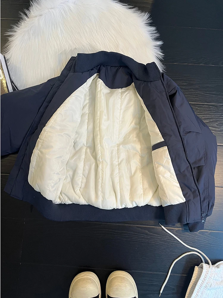 

Thiened Winter Bomber Jaet Men's Cotton Padded Flight Baseball Sle Stand Collar Coat Warm Youth Casual Polyester Fiber