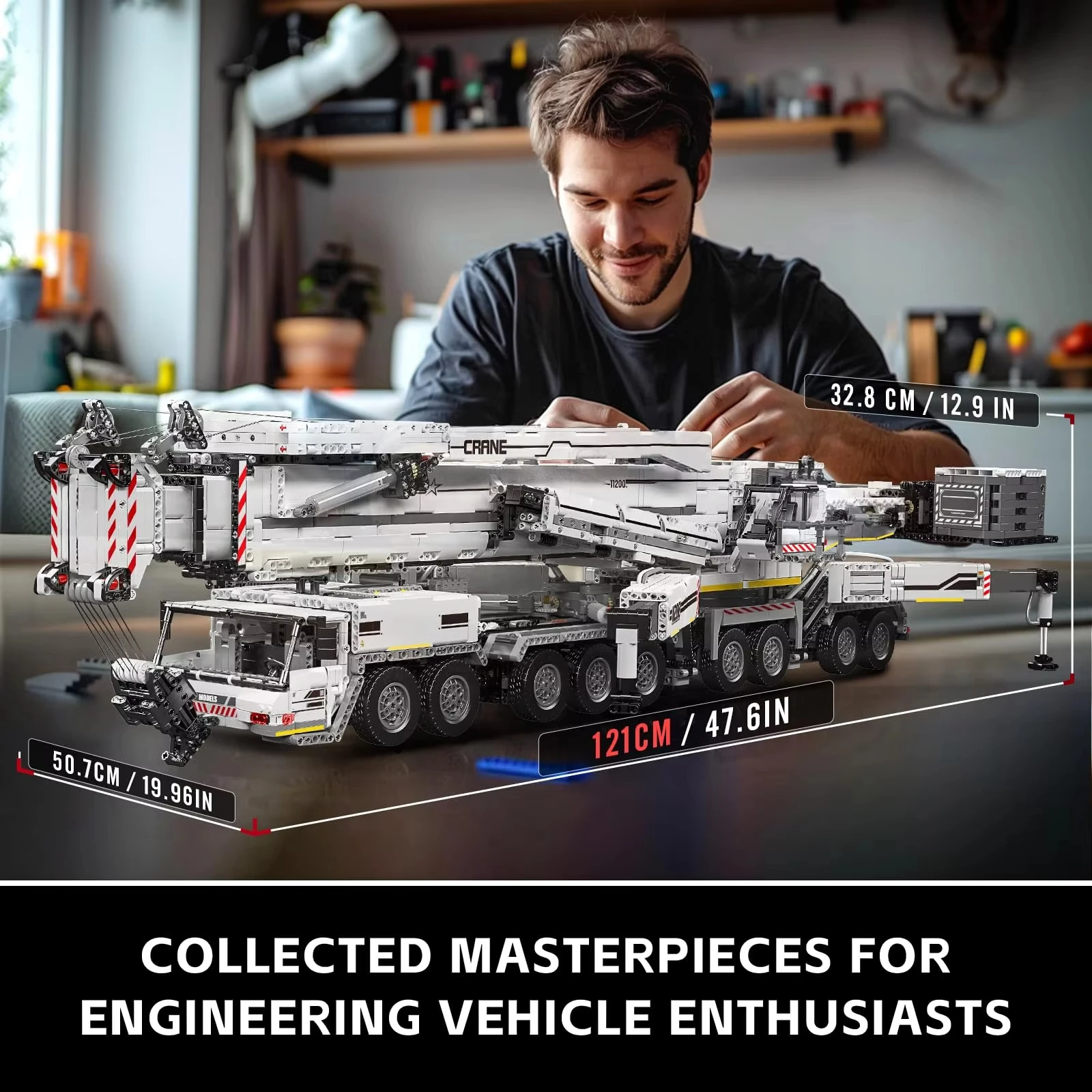 ตัวต่อรีโมทคอนโทรลขนาดใหญ่ 8506 ชิ้น MOC Liebherr LTM11200 รถเครน ชุดประกอบโมเดลเครื่องจักรก่อสร้างขนาดใหญ่