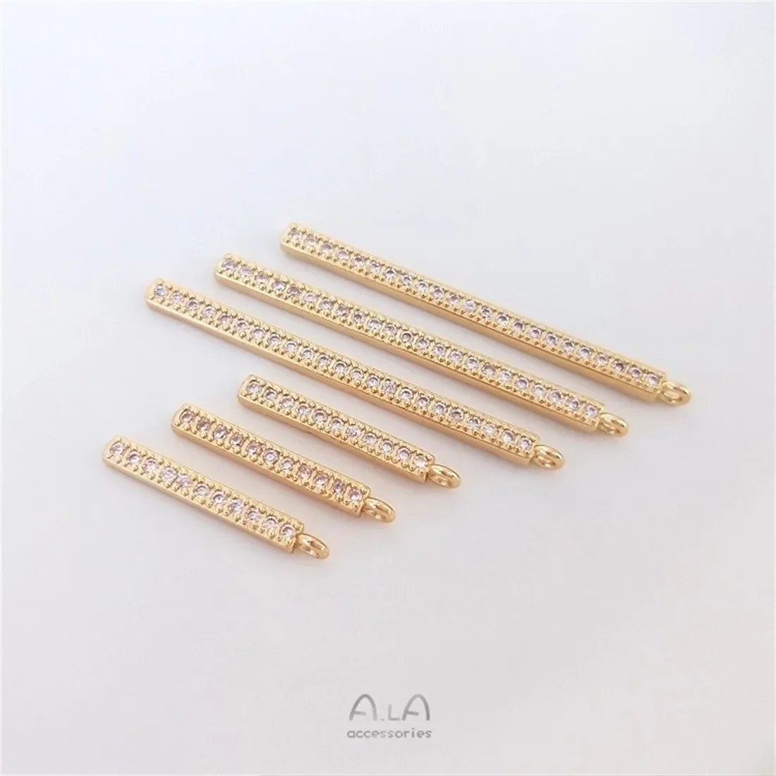 เพทายฝังทอง14K พร้อมจี้จี้บาร์ตรงทำด้วยมือ DIY สร้อยคอต่างหูบาร์ตรง D005เสน่ห์