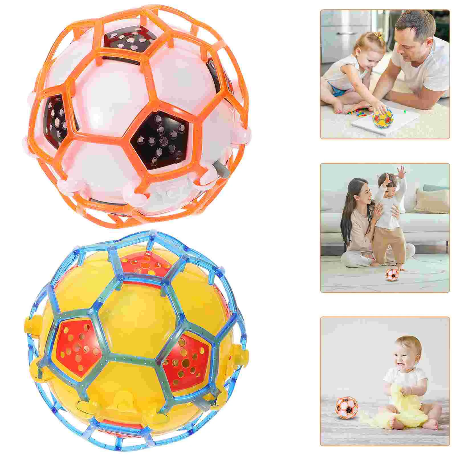 2 Pcs Soccer Toys Glowing Football Bouncy Electric Luminous Child for Kids Footballs