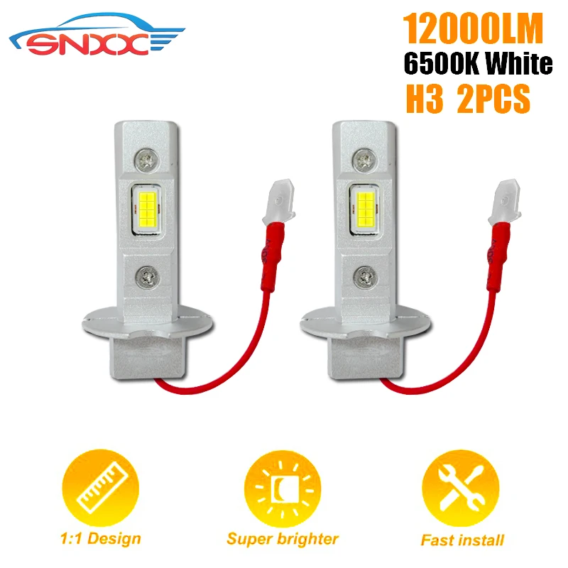 

SNXX H3 LED Headlight Bulb Canbus No Error High Beam 6500K White Car LED Fog Light Driving Lamp DRL H1 12V 1:1 Mini Design