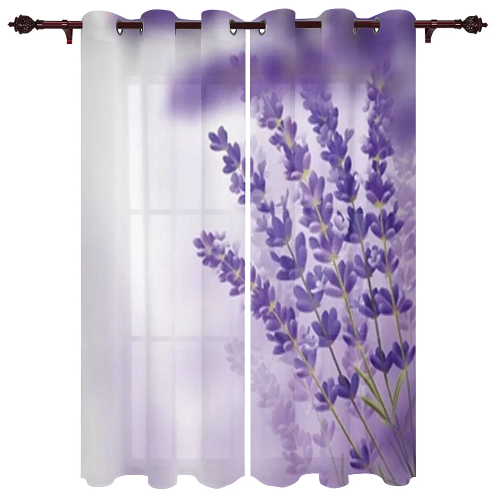 Lavender Background Window Curtains For Living Room Bedroom Luxury Modern Kitchen Curtains Fabric Drapes