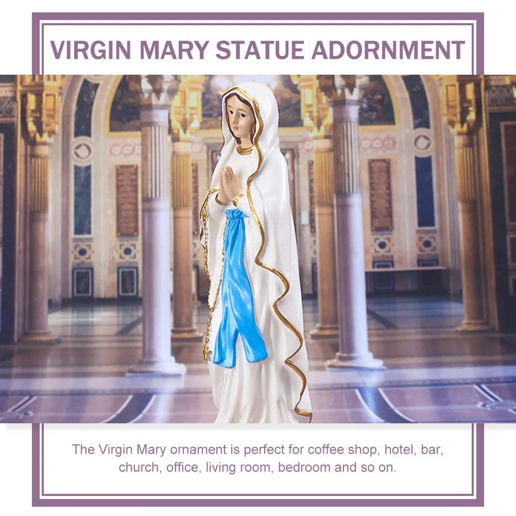 

Virgin Mary Desktop Resin Statue Ornament Premium Craft for Home Office Church Living Room Tabletop Decoration