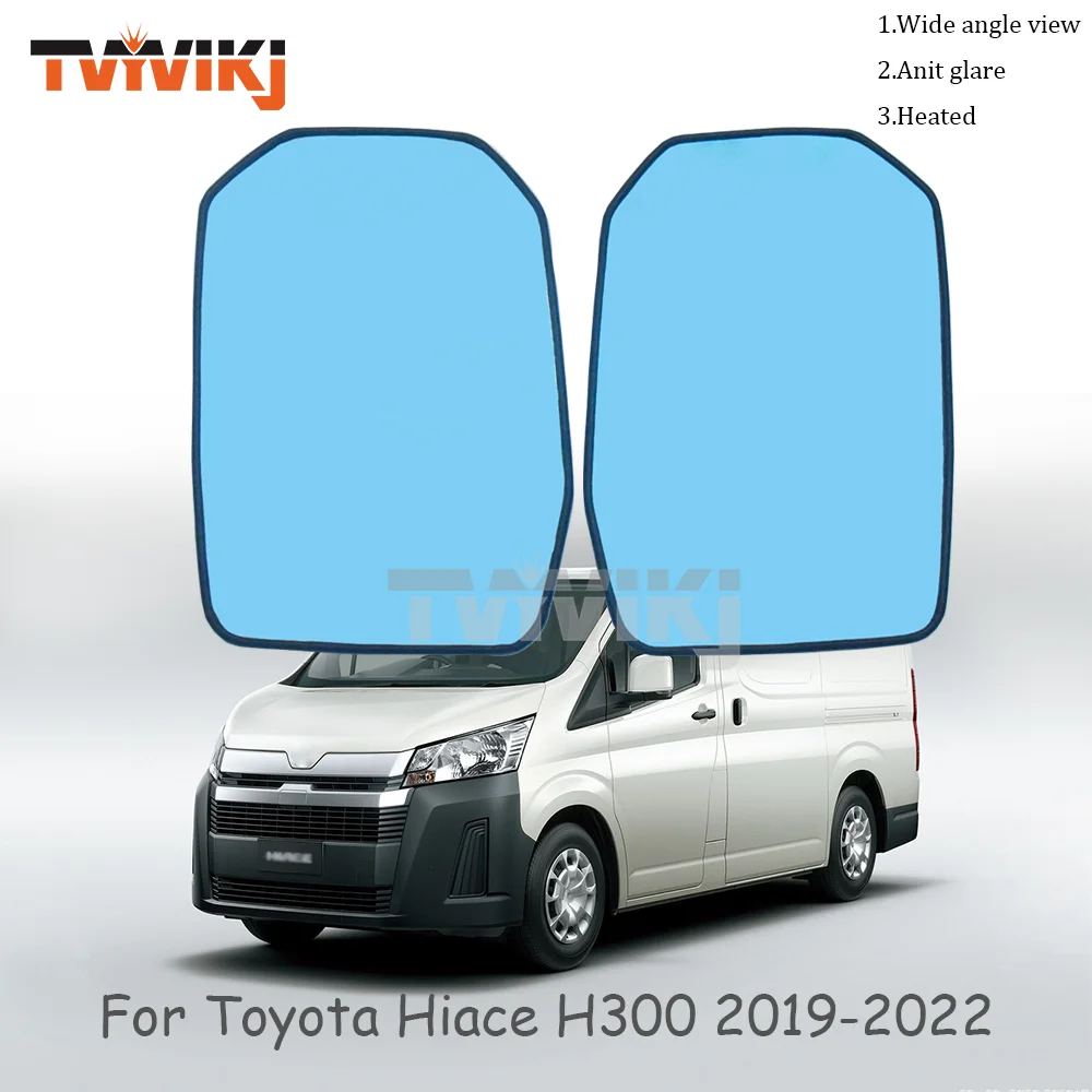 1 pair 2PCS Side Rearview Mirror Blue Glass Lens For Toyota Hiace 300 6th 2020-2024 Wide Angle View anti glare car side mirrors