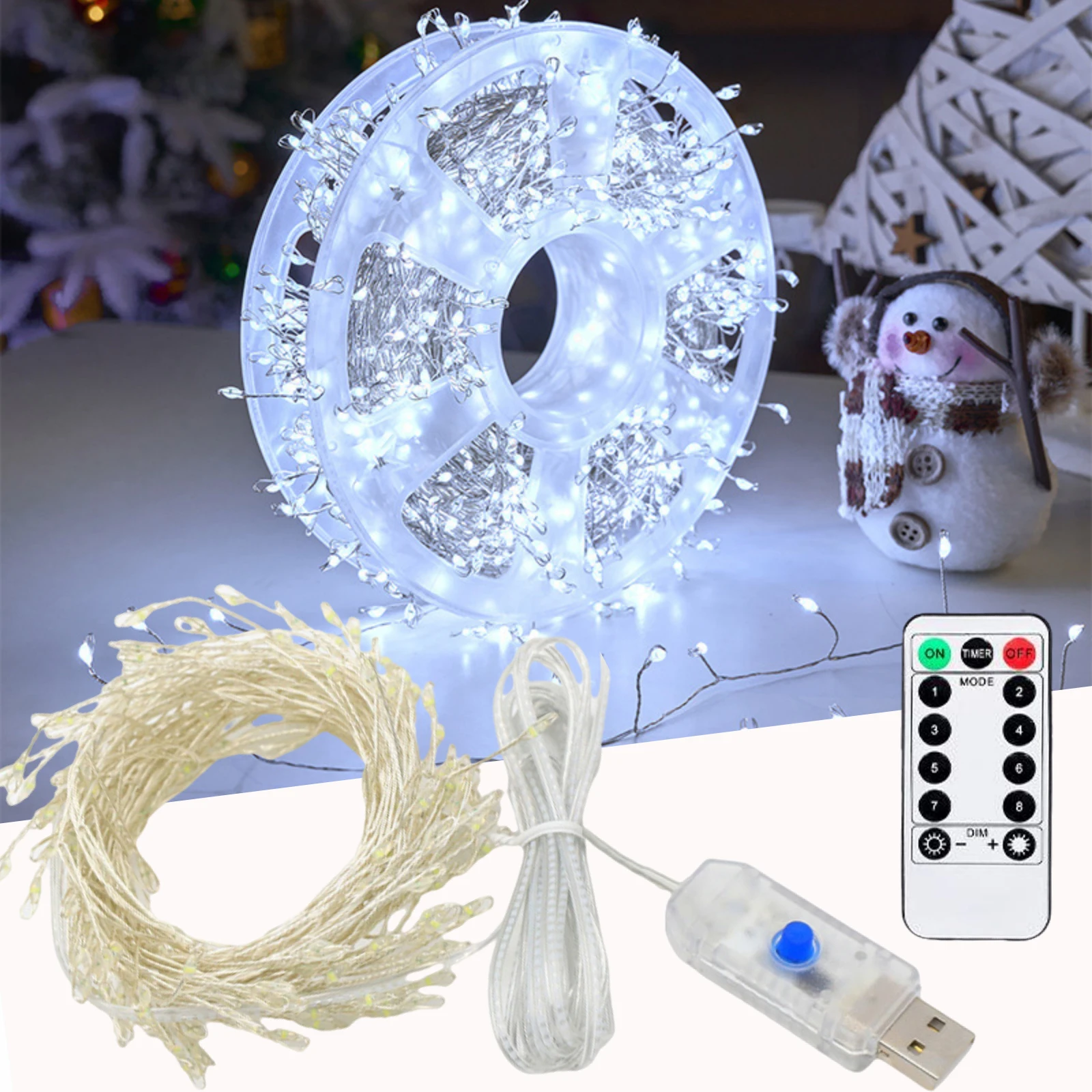 USB Led String Lights Outdoor Garden Firecracker Fairy Lights Remote Kit 8 Modes Copper Wire for Wedding Christmas Decoration