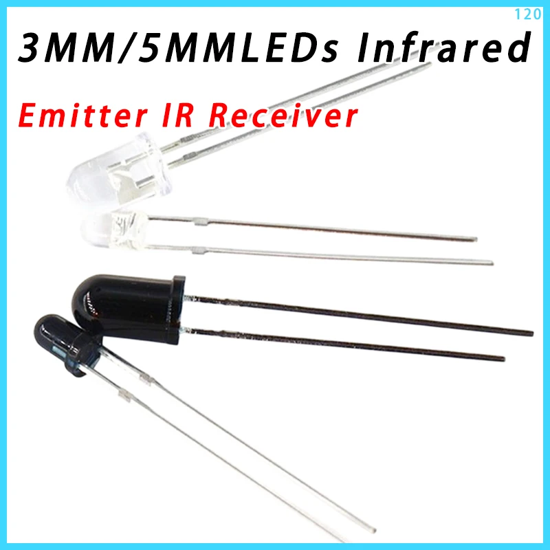 10pairs 3mm 5mm 940nm LEDs Infrared Emitter and IR Receiver Diode Diodes 301A for arduino