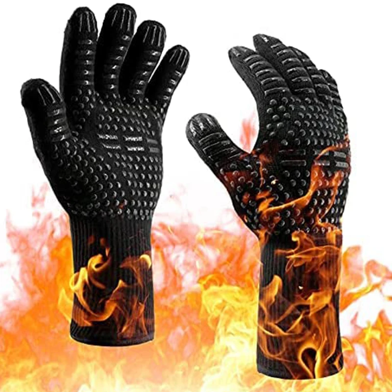 1PC / 1 Pair Oven Gloves, Oven Mitts, Heat Resistant Fireproof Non-Slip Silicone BBQ Grill Gloves for Cooking Barbecue Baking