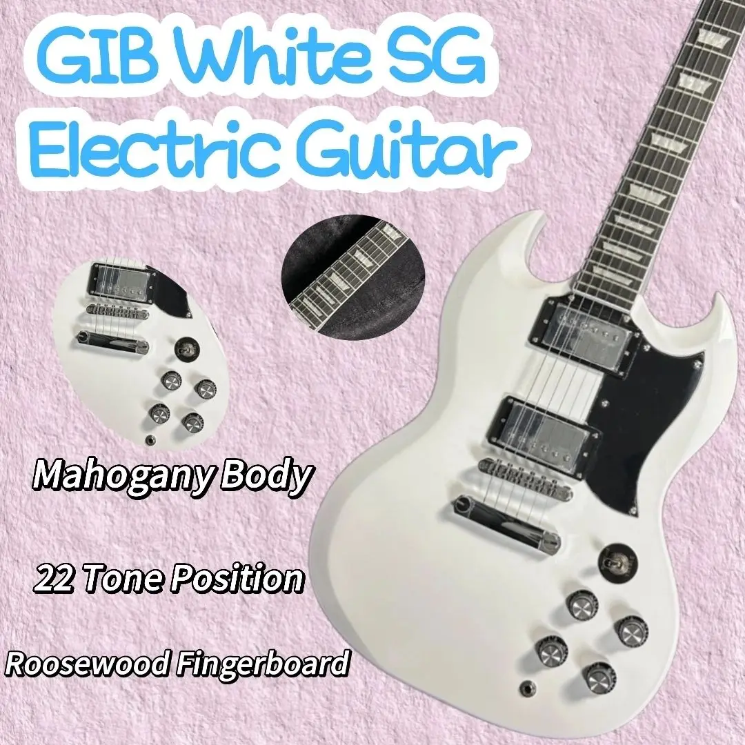 Good Sound Comfortable Hand White SG Electric Guitar 22 Tone Position Roosewood Fingerboard Mahogany Body Free Transportation