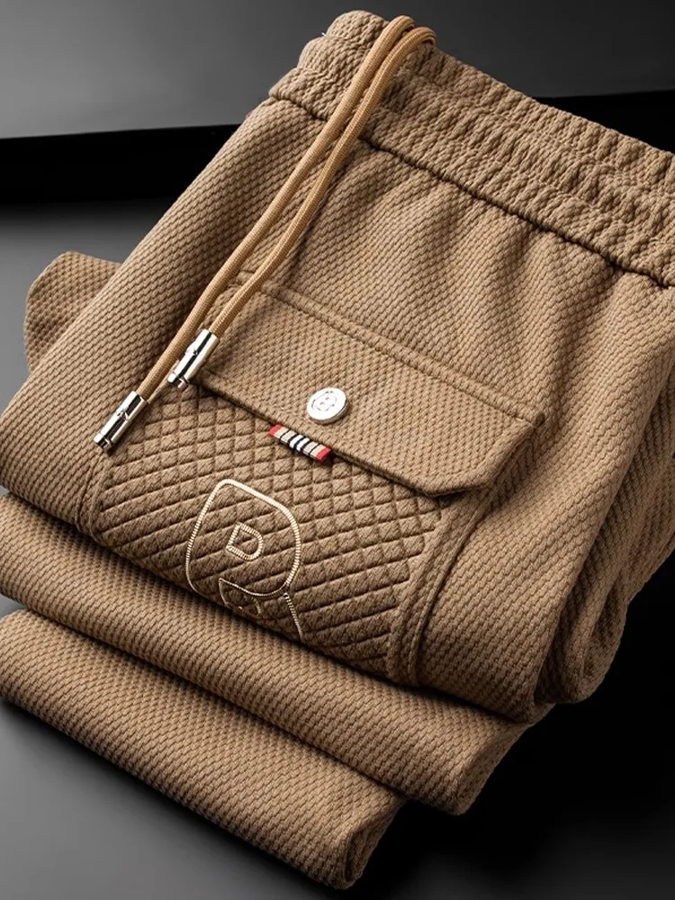 

Мужские повседневные брюки Slim Fit для весны и осени, модные, с узором в виде сосны, высококачественные, спортивные, свободные, с манжетами