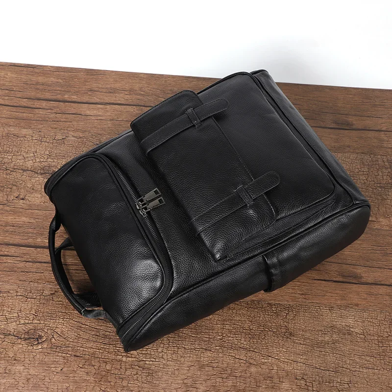 2027 New Business Men Backpack First Layer Cowhide Men's Bag Genuine Leather Schoolbag Large 15.6 Inch Laptop Travel Backpack