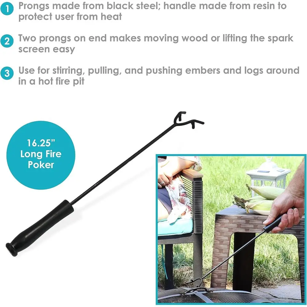 16 Poker with Heat-Resistant Handle - Suitable for Indoor and Outdoor Use