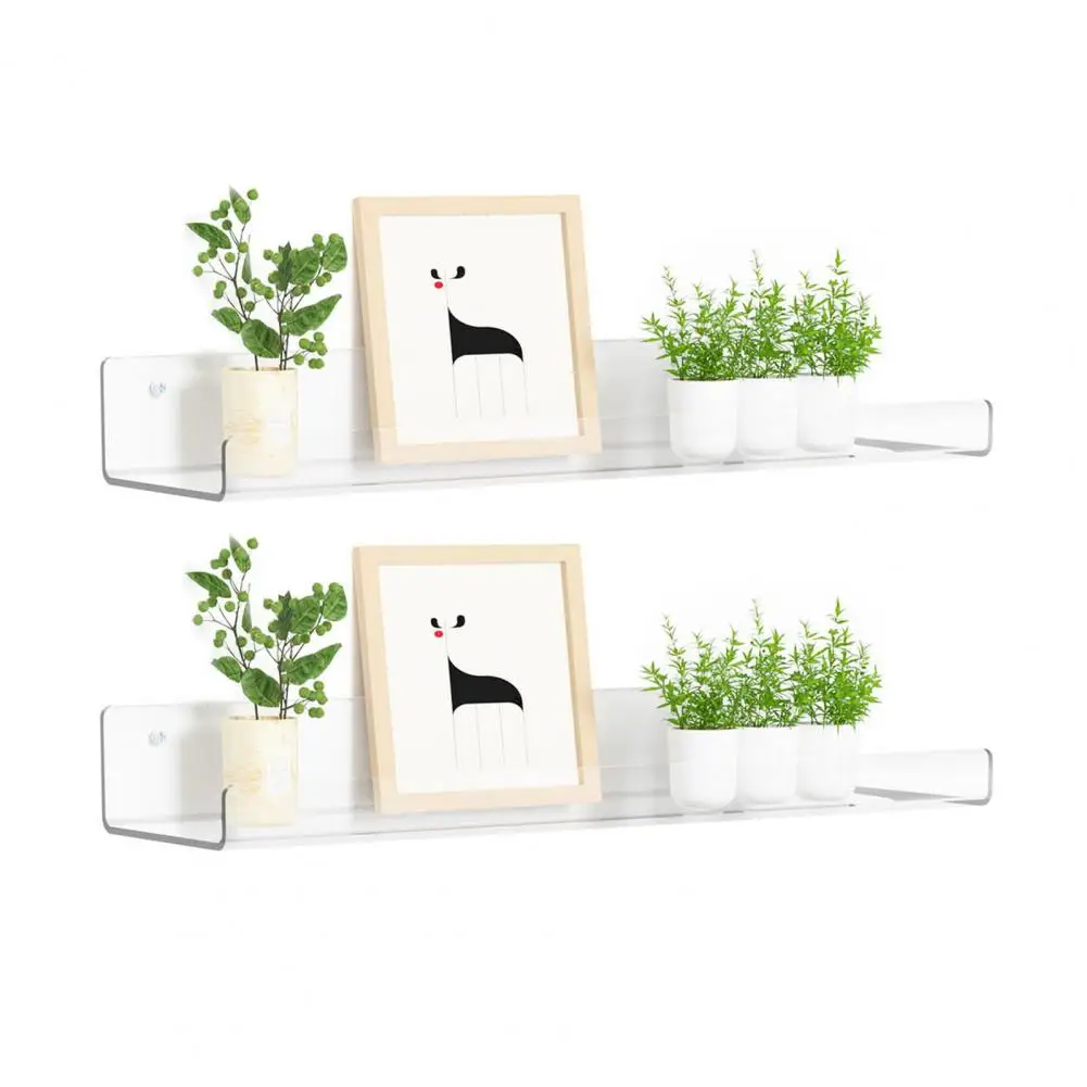 Waterproof Bathroom Shelf Transparent Acrylic Floating Shelf Modern Wall Mounted Organizer for Bathroom Bedroom Kitchen Decor