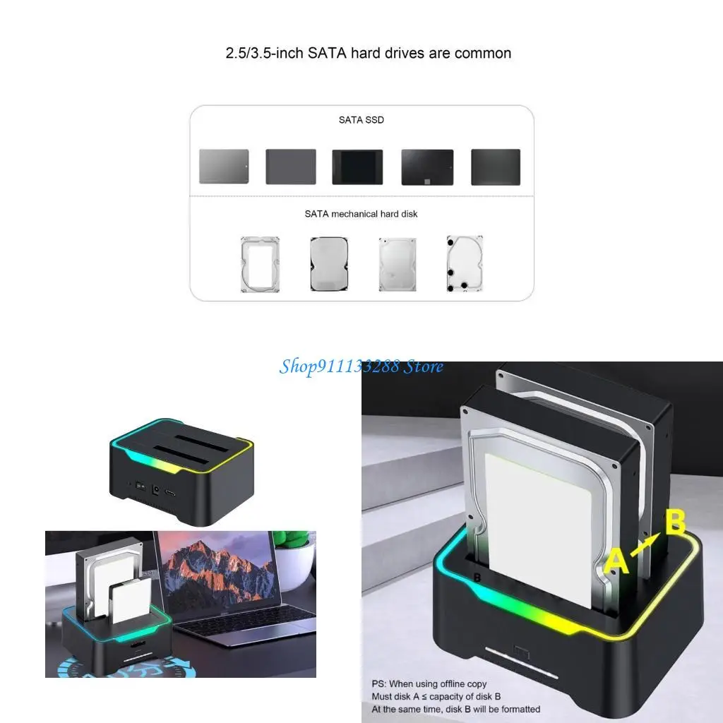 G88D Double Bay Hard Drive Type Type C لـ 3.5 2.5 بوصة أقراص Dock Station