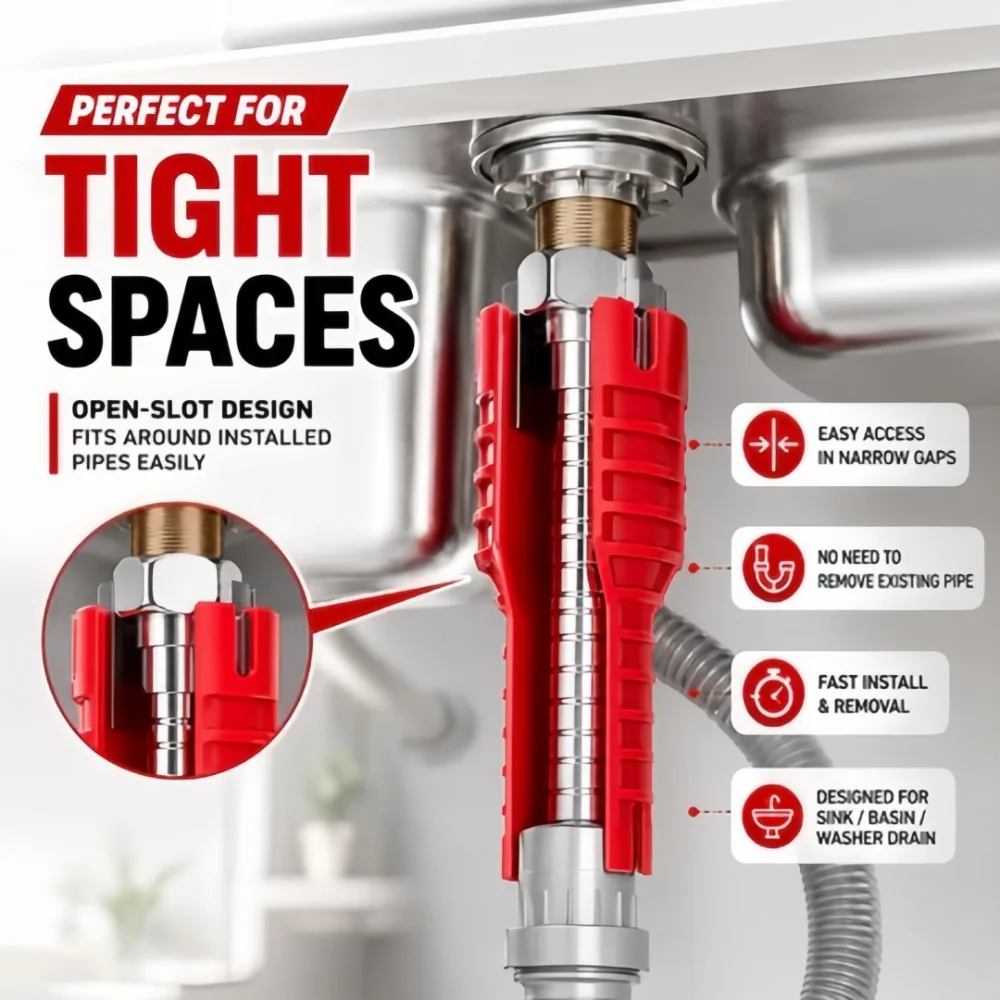 Multifunctional 8 in 1 Faucet and Sink Dedicated Installer Tool Bathroom Repair Disassemble Plumbing Water Pipe Wrench Plastic