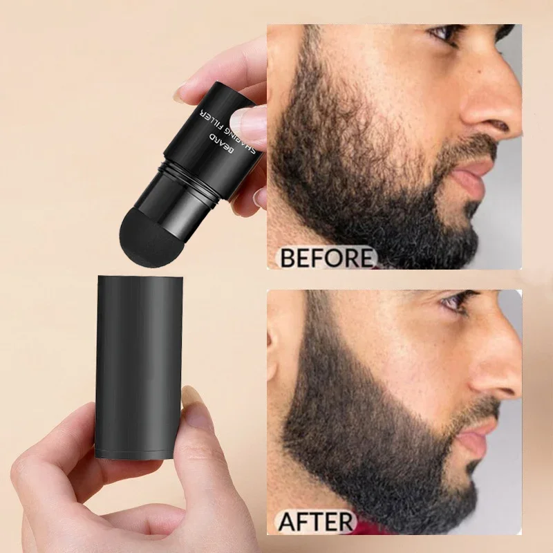 Bâton de remplissage de barbe imperméable pour hommes, stylo saillant de réparation avec brosse, remplissage plus complet, rehausseur de moustache, poudre de barbe