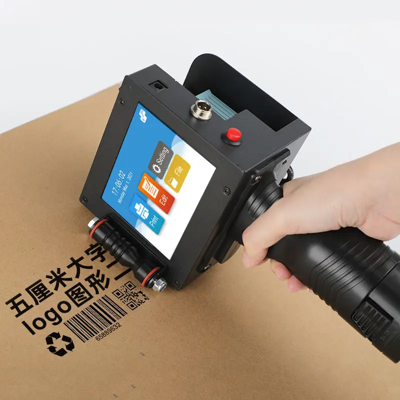 D50 Handheld Inkjet Printer for T-shirt Leather Plastic Bag-Battery-Powered Touchscreen Flex Coding Expiry Date/QR Code/Batch