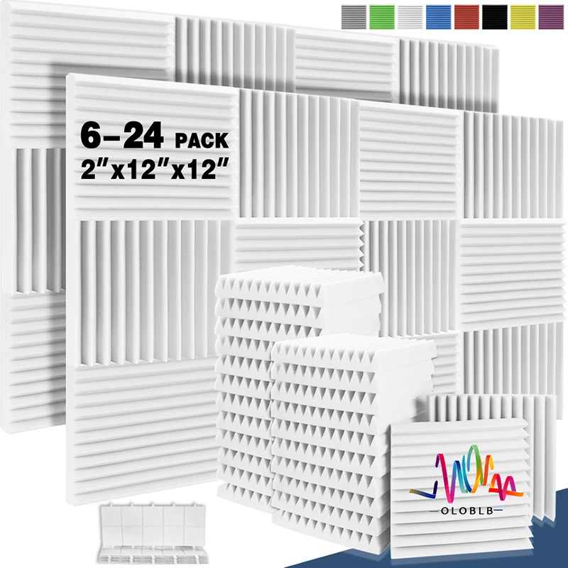 Studio Sound Proof Wall Foam Panels 6/12/24 Pcs Acoustic Foam Soundproofing On The Wall Insulation Sound Absorbing Material