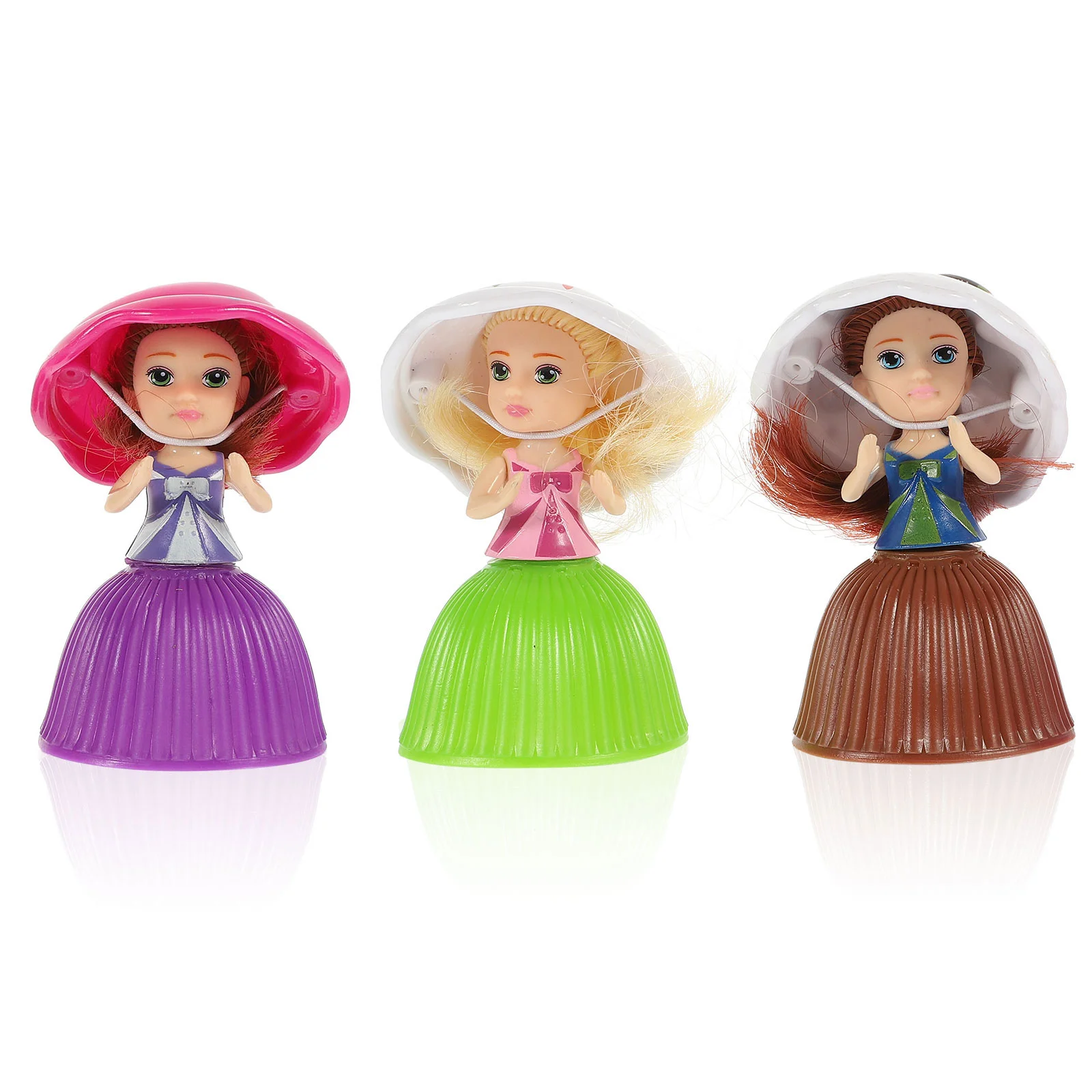 

3 Pcs Girl Cupcake Princess Dolls Toys Small Plaything Surprise Paper Child