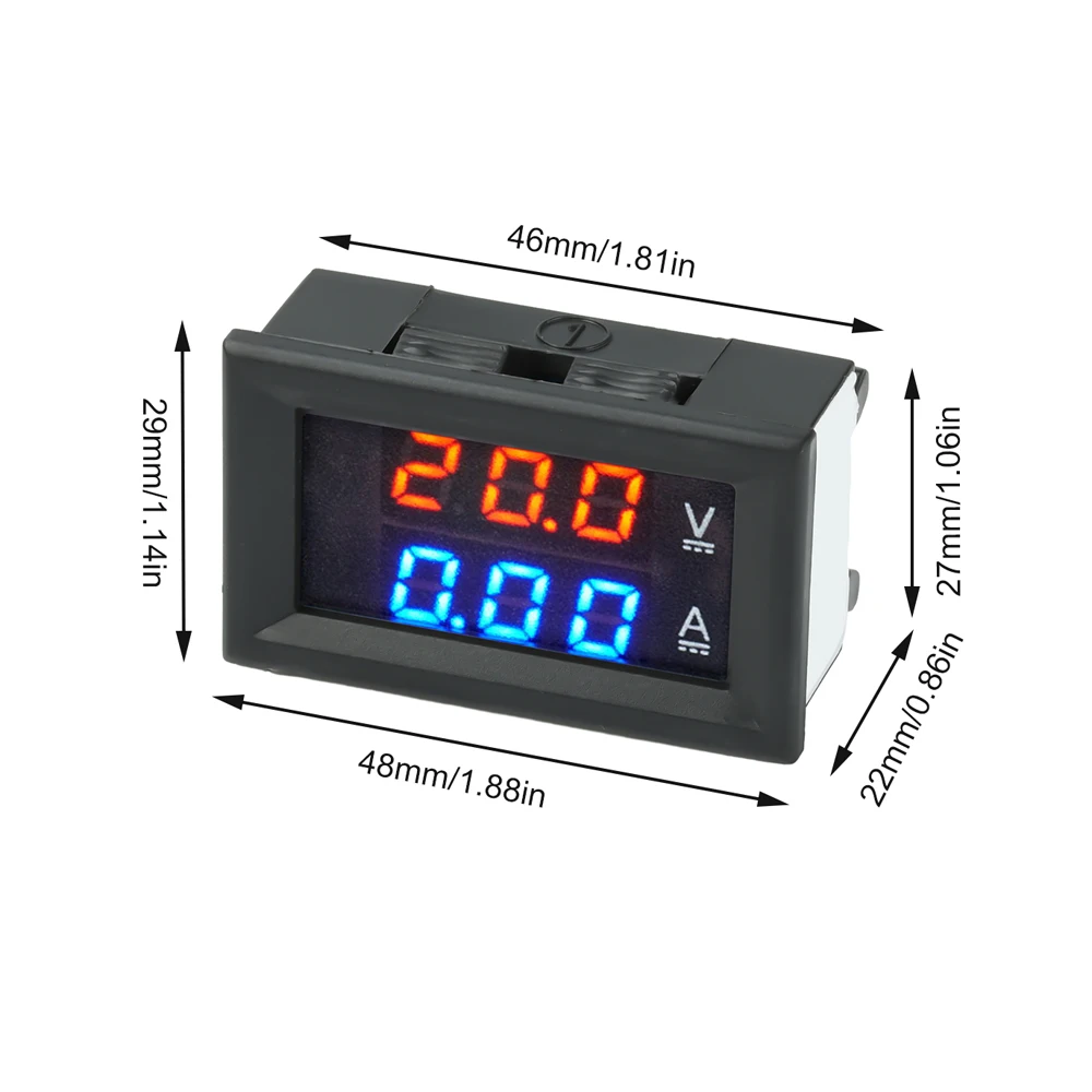 H28UI DC 4-28V 0.28-inch LED Display Red/Blue LED Dual-Display Voltage/Current Meter DC 0-100V 10/50/100A, 50A 100A Diverter
