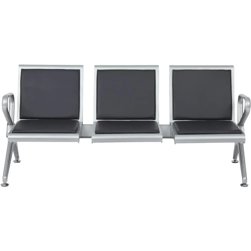 

3-Seat Waiting Room Reception Chairs - PU Leather Airport Reception Chairs with Arms, Office Guest Chairs for Hospital, Market