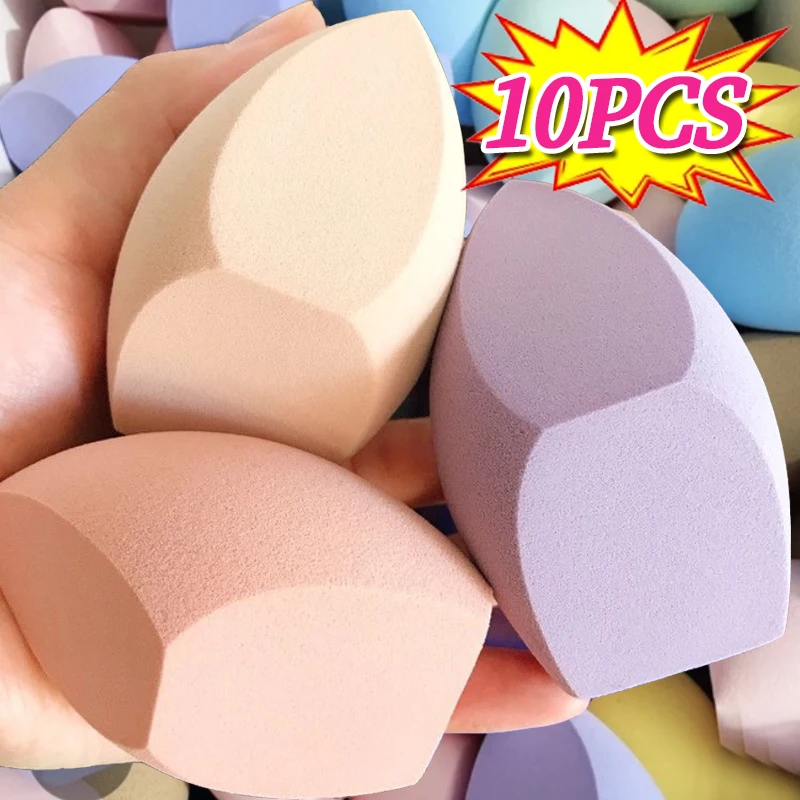 10PCS Makeup Sponge Powder Puff Dry Wet Use Beauty Egg Cushion Foundation Cosmetic Puff Bevel Cut Make Up Sponge Applicator Tool