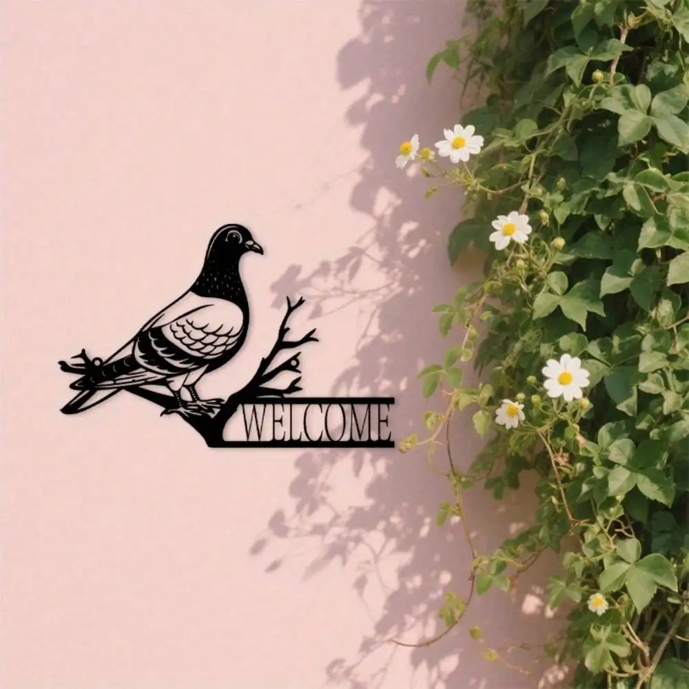 Brand 2D Flat Dove Silhouette Welcome Metal Wall Sign,Laser‑Cut Peace Bird‑Theme Sculpture for Indoor