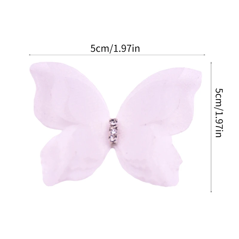 20Pcs Sew on Fabric Patches Rhinestones Butterfly Appliques Embroidered Applique for Sewing Craft Hair Accessories