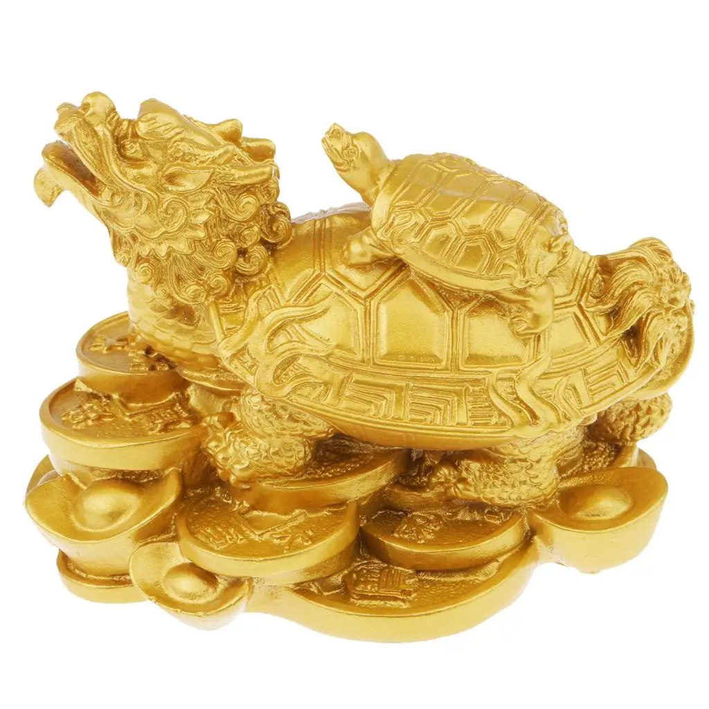 Resin Dragon Turtle Tortoise Statue Figurine Wealth Desktop Ornaments