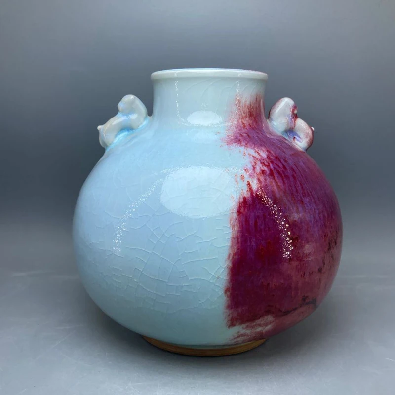 Potbelly bottle Ceramic vase ornamental vase handicrafts Jun porcelain has ice cracks open pieces of under-glaze bubbles