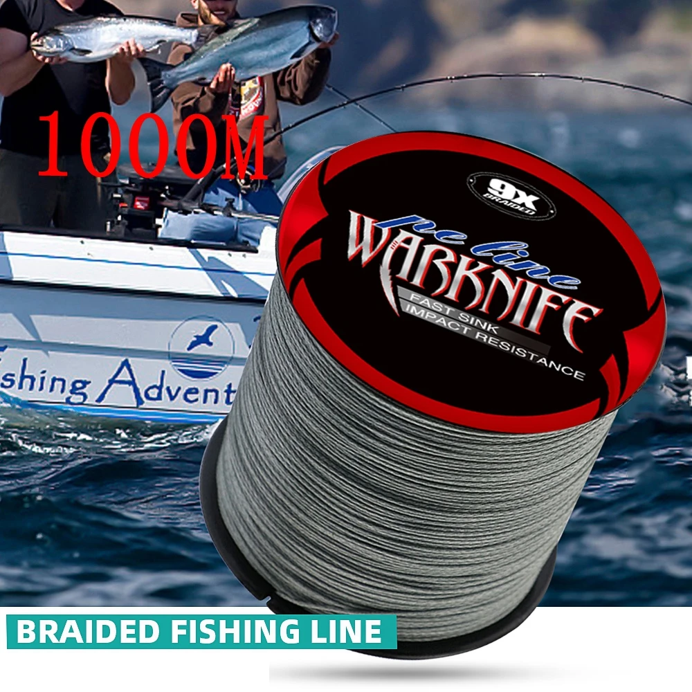 Warknife 9 Strands 1000m Super Strong PE Braided Fishing Line Diameter 0.14-1.00mm Multifilament Durable Fishing Line Tool Braid