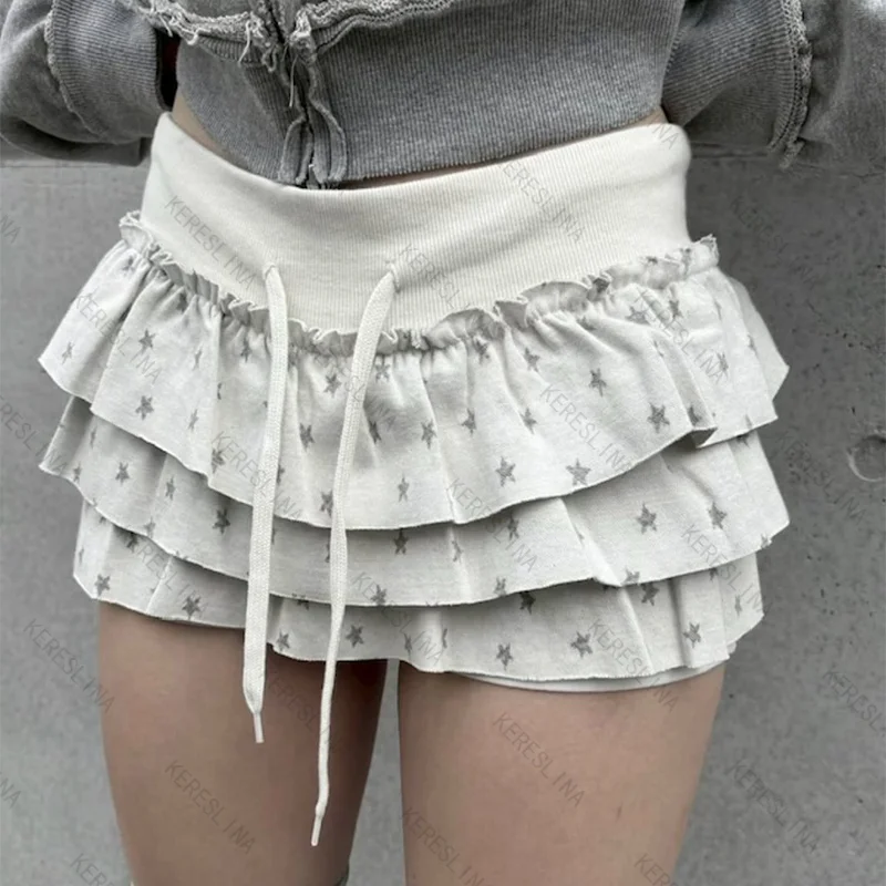 

Мини-юбка с принтом в стиле Y2K Sweet Cutie Kawaii, повседневная корейская мода, универсальный стиль Harajuku, летний уличный стиль, с принтом звезд