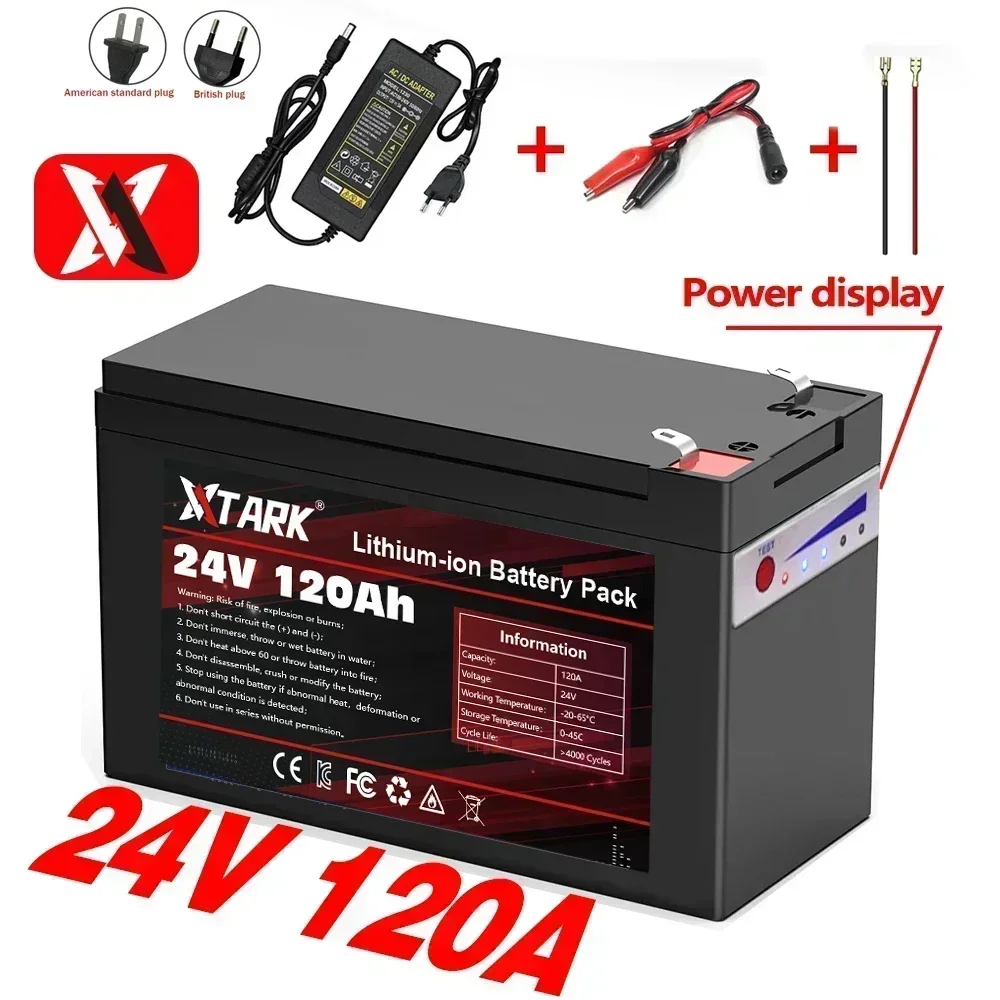 New 24V 65Ah 100Ah 120Ah LiFePo4 Lithium Battery 18650 bms Electric Vehicle Lithium Battery Pack Built-in BMS 30A High Current