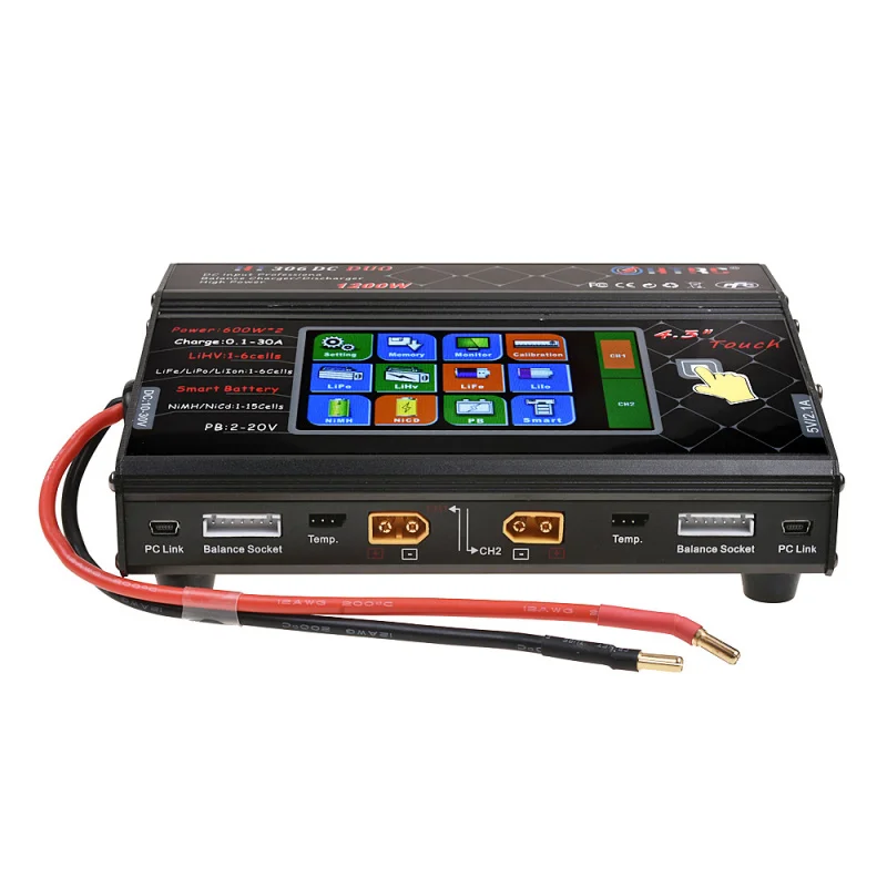 HT306 300W * 2 DC DUO RC balance Lilon/LiPo/LiFe/LiHV/NiMH/NiCd/PB Battery Charger for Rc Radio Toys