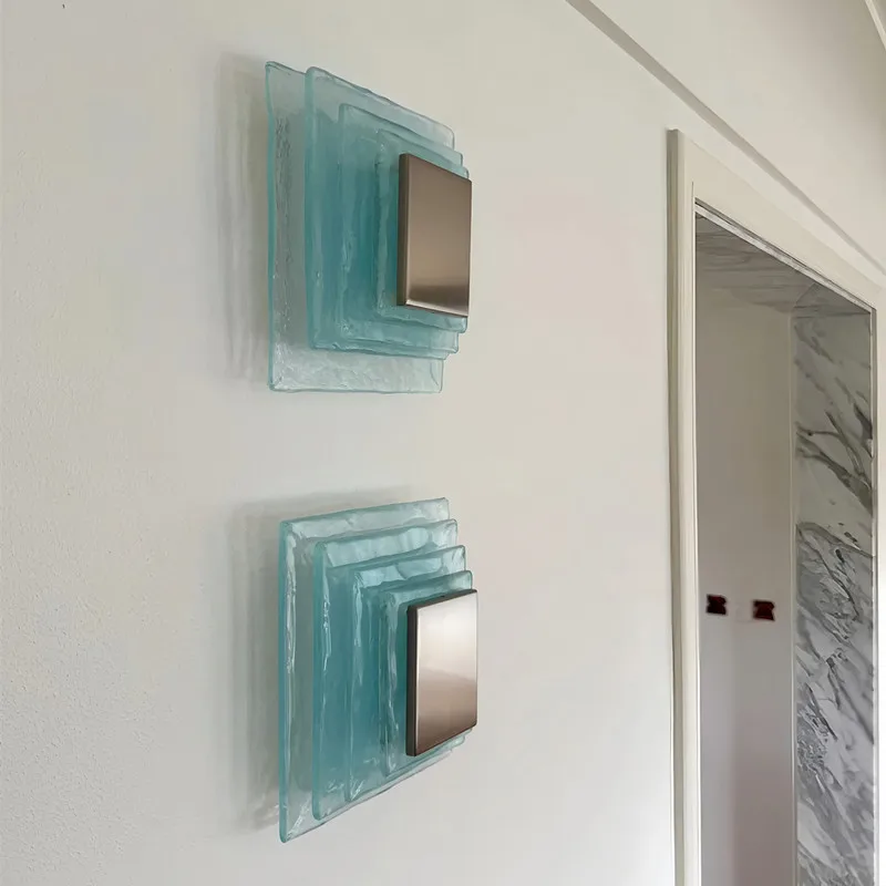 Minimalist Glacier Glass Bedside Wall Lamp Soft Ambient Lighting Decor Fixture For Living Room Background Wall