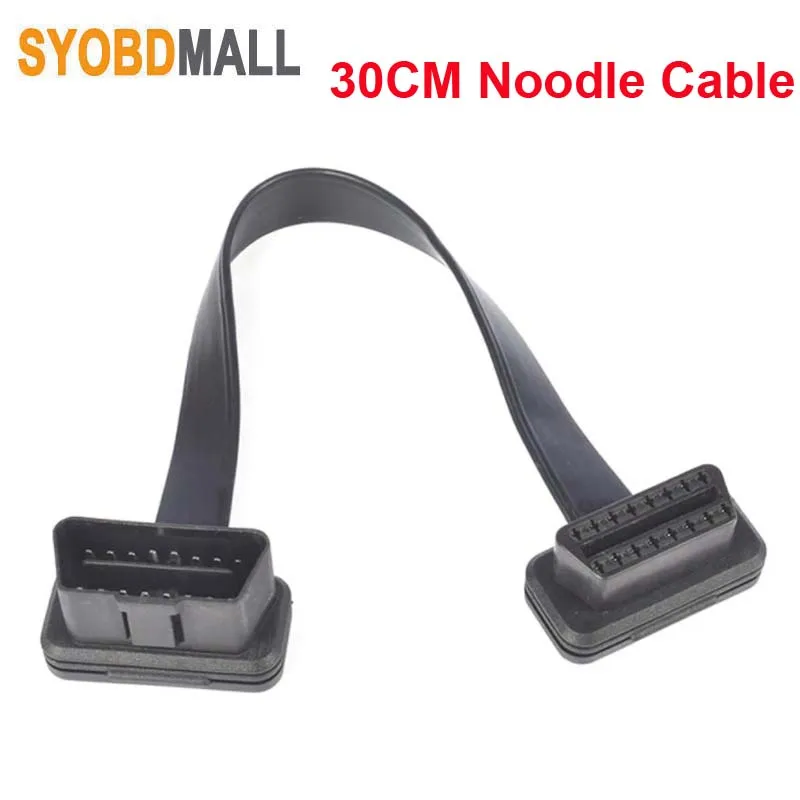 30CM As Noodle Cable OBD2 Extension Cable OBD2 16Pin Male To 16Pin Female OBD II Connector for OBD2 Diagnostic Tool ELM327 Cable